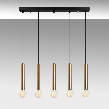 Suspension sur câble TEMPO 5xE27/40W/230V dorée