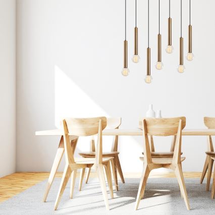 Suspension sur câble TEMPO 7xE27/40W/230V dorée