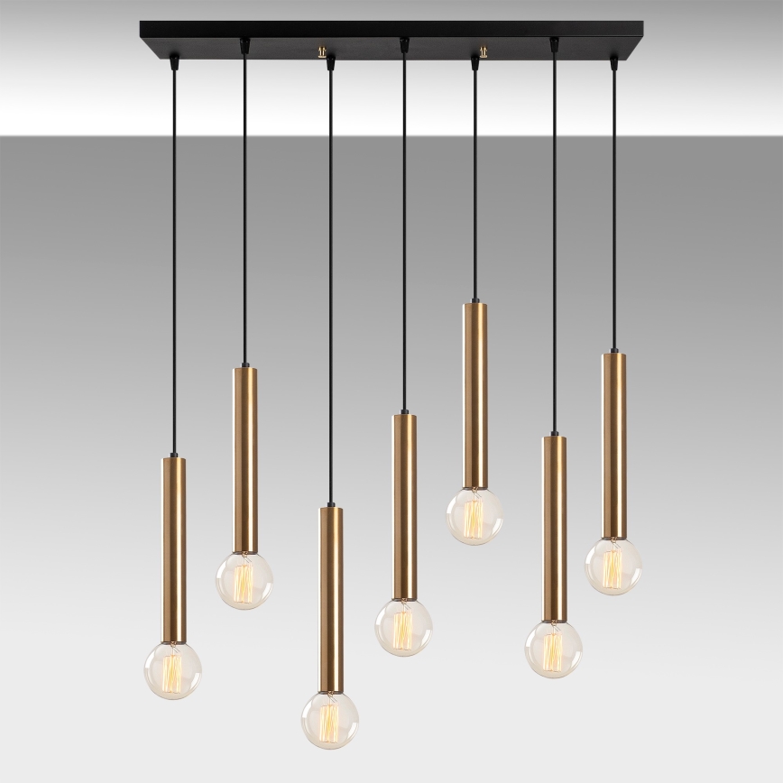 Suspension sur câble TEMPO 7xE27/40W/230V dorée