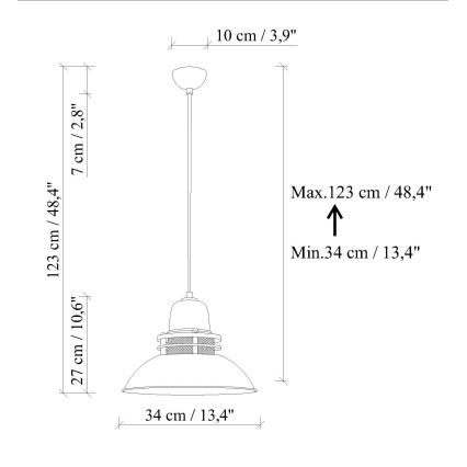 Suspension sur câble TIBET 1xE27/40W/230V orange