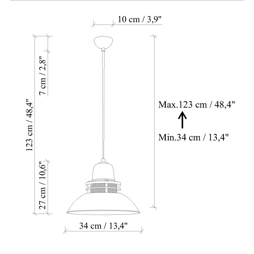 Suspension sur câble TIBET 1xE27/40W/230V orange