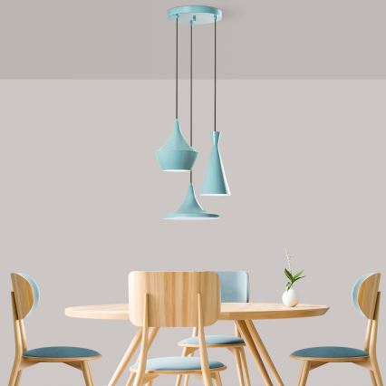 Suspension sur câble TOM 3xE27/40W/230V bleu