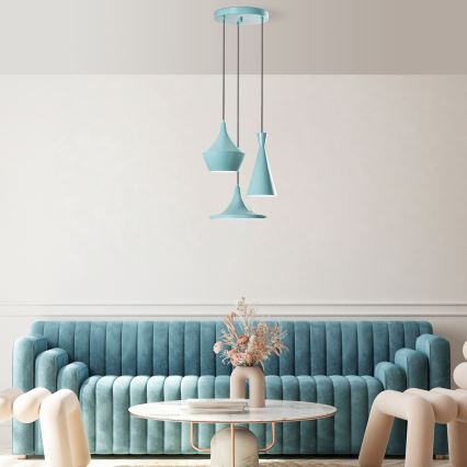 Suspension sur câble TOM 3xE27/40W/230V bleu