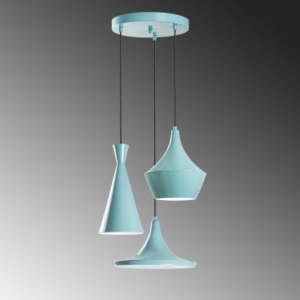 Suspension sur câble TOM 3xE27/40W/230V bleu