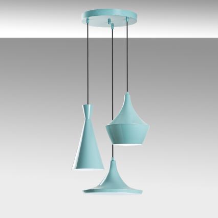 Suspension sur câble TOM 3xE27/40W/230V bleu