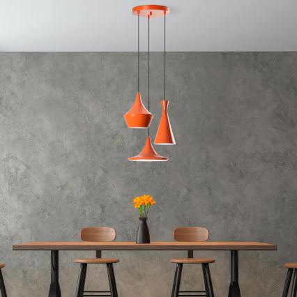 Suspension sur câble TOM 3xE27/40W/230V orange