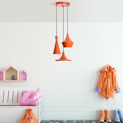 Suspension sur câble TOM 3xE27/40W/230V orange