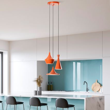 Suspension sur câble TOM 3xE27/40W/230V orange