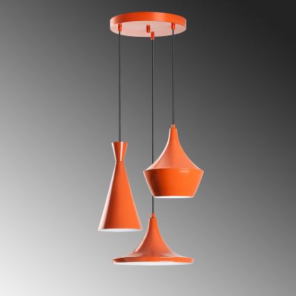 Suspension sur câble TOM 3xE27/40W/230V orange