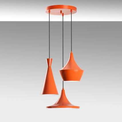 Suspension sur câble TOM 3xE27/40W/230V orange