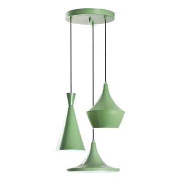 Suspension sur câble TOM 3xE27/40W/230V verte