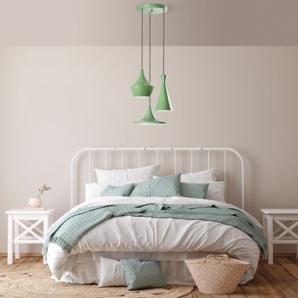 Suspension sur câble TOM 3xE27/40W/230V verte