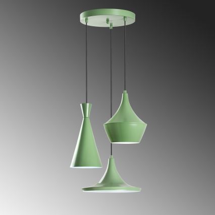Suspension sur câble TOM 3xE27/40W/230V verte