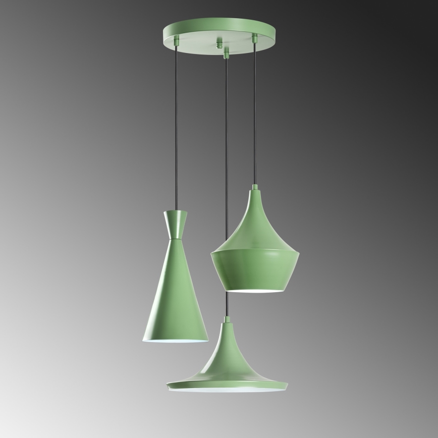 Suspension sur câble TOM 3xE27/40W/230V verte