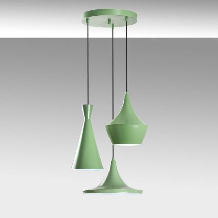 Suspension sur câble TOM 3xE27/40W/230V verte