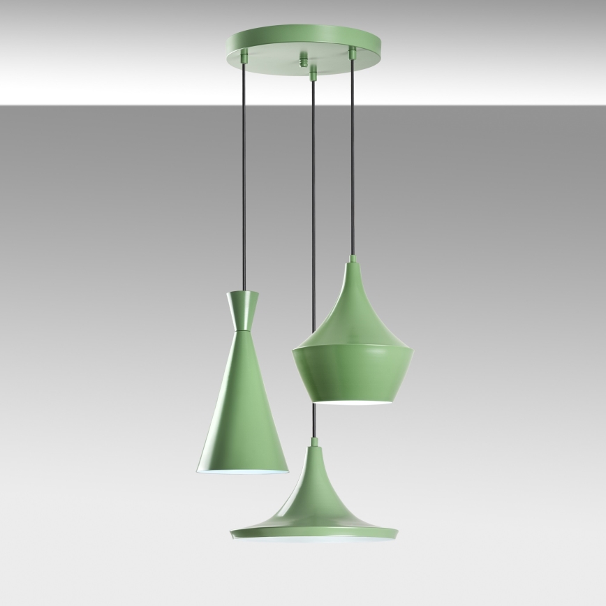 Suspension sur câble TOM 3xE27/40W/230V verte