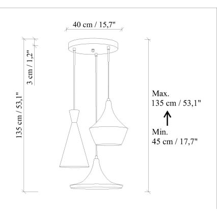 Suspension sur câble TOM 3xE27/40W/230V verte