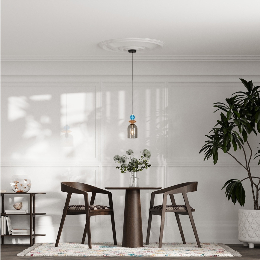 Suspension sur câble TROPEA 1xE27/15W/230V noir/bleu fumé/beige