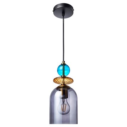 Suspension sur câble TROPEA 1xE27/15W/230V noir/bleu fumé/beige