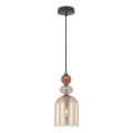Suspension sur câble TROPEA 1xE27/15W/230V noir/rouge fumé/beige