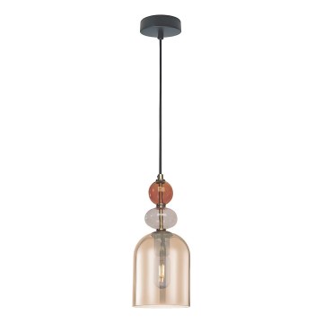 Suspension sur câble TROPEA 1xE27/15W/230V noir/rouge fumé/beige