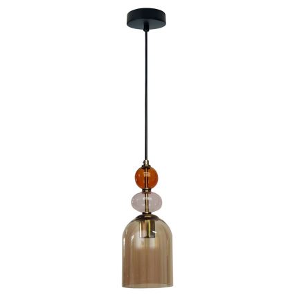 Suspension sur câble TROPEA 1xE27/15W/230V noir/rouge fumé/beige