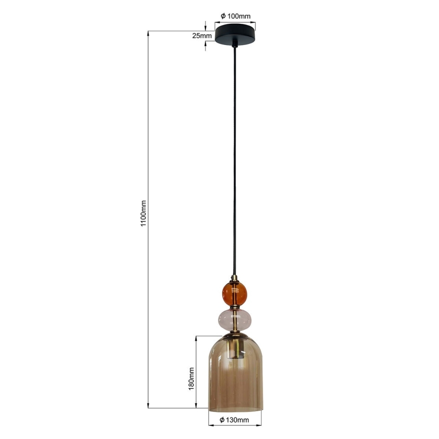 Suspension sur câble TROPEA 1xE27/15W/230V noir/rouge fumé/beige
