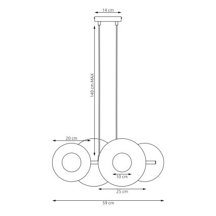 Suspension sur câble UMBRA 4xG9/8W/230V noir