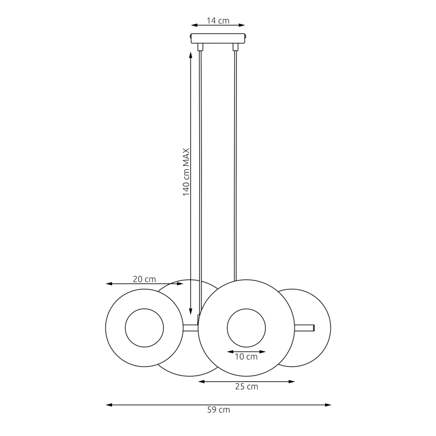 Suspension sur câble UMBRA 4xG9/8W/230V noir