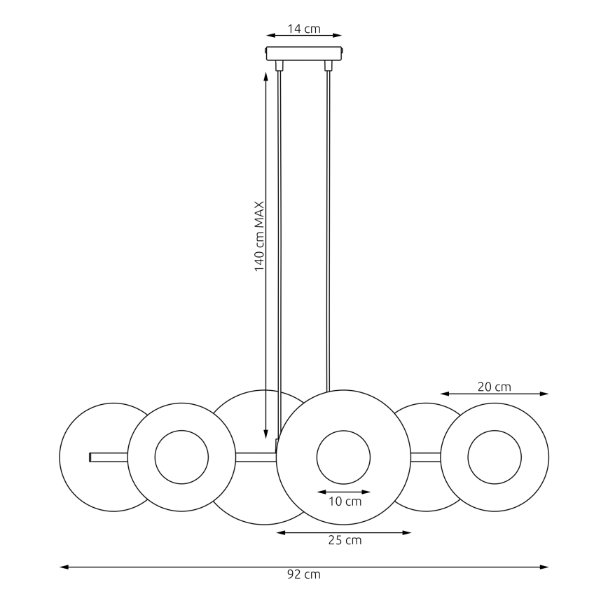 Suspension sur câble UMBRA 6xG9/8W/230V noire