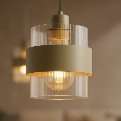 Suspension sur câble VALENTINO 1xE27/15W/230V beige/transparent