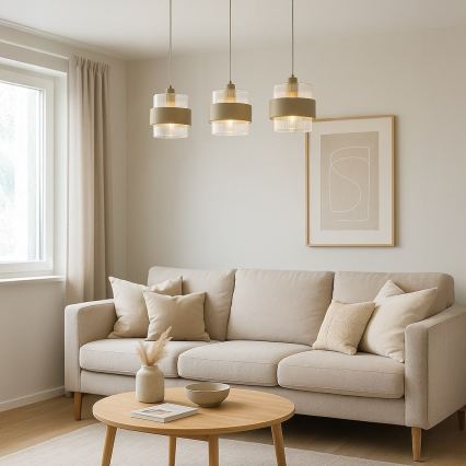 Suspension sur câble VALENTINO 3xE27/15W/230V beige/transparent