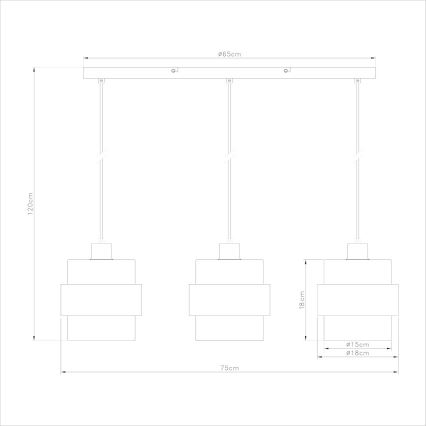 Suspension sur câble VALENTINO 3xE27/15W/230V beige/transparent
