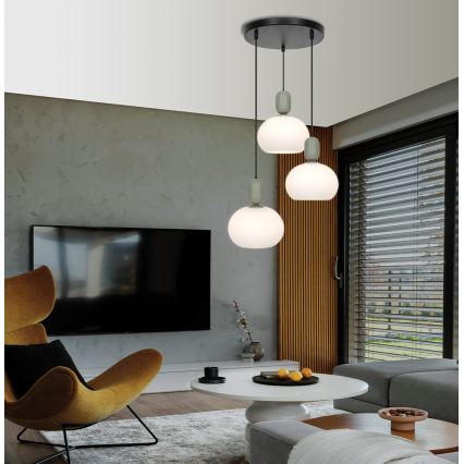 Suspension sur câble VALISIA 3xE27/40W/230V noir/olive