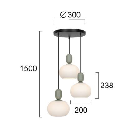 Suspension sur câble VALISIA 3xE27/40W/230V noir/olive