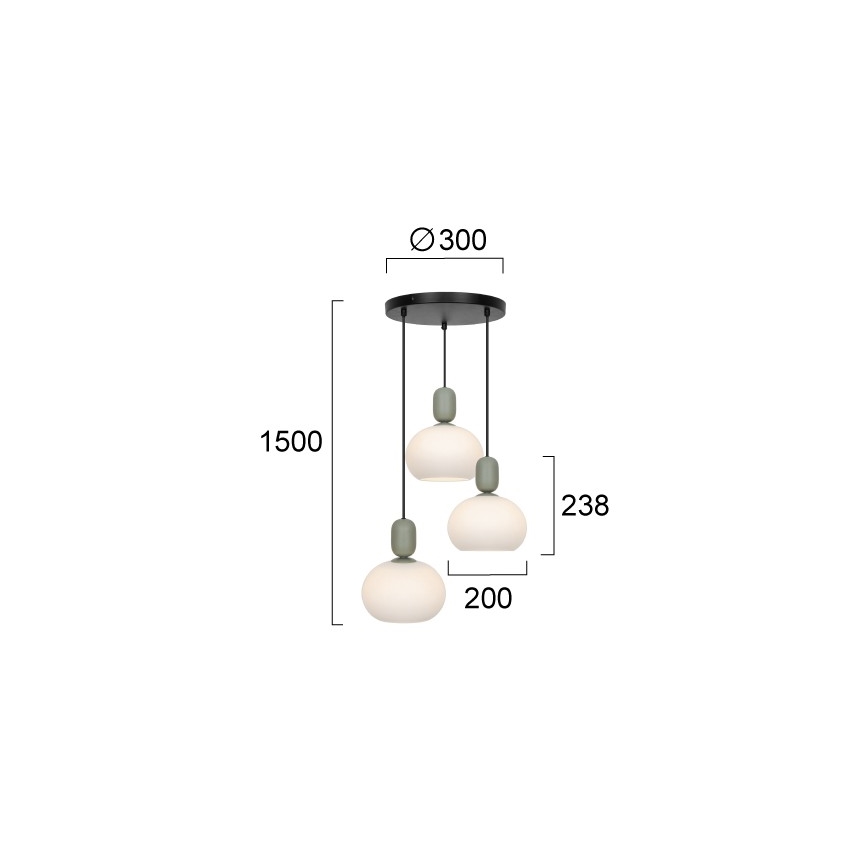 Suspension sur câble VALISIA 3xE27/40W/230V noir/olive