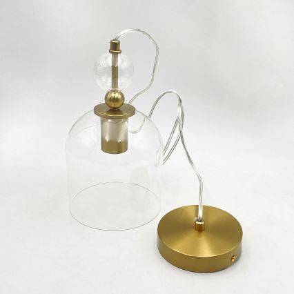 Suspension sur câble VELARE 1xE27/15W/230V, finition dorée/verre transparent