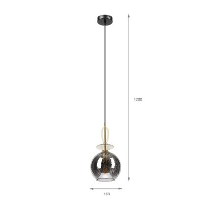 Suspension sur câble VELLO 1xE27/15W/230V noir/beige fumé/noir
