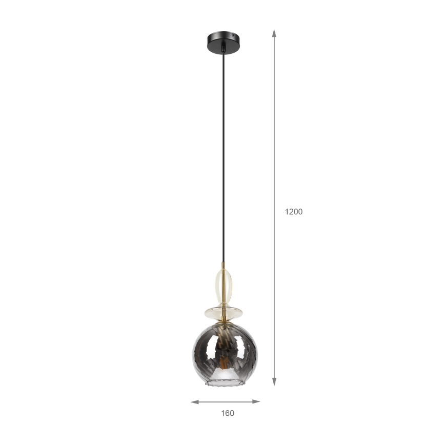 Suspension sur câble VELLO 1xE27/15W/230V noir/beige fumé/noir