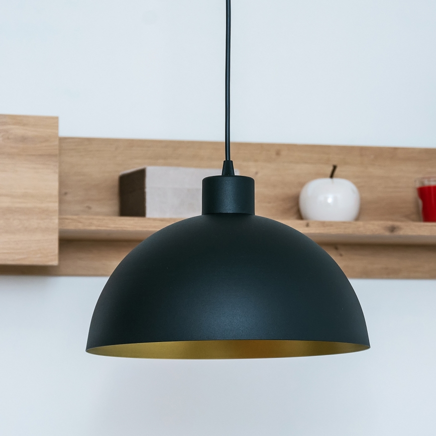 Suspension sur câble VESPER 1 x E27, 15 W, 230 V, Ø 30 cm, noir/doré