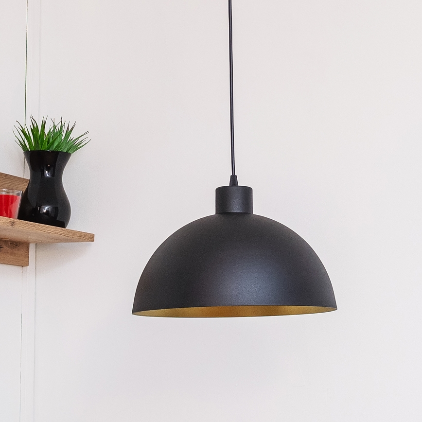 Suspension sur câble VESPER 1 x E27, 15 W, 230 V, Ø 30 cm, noir/doré