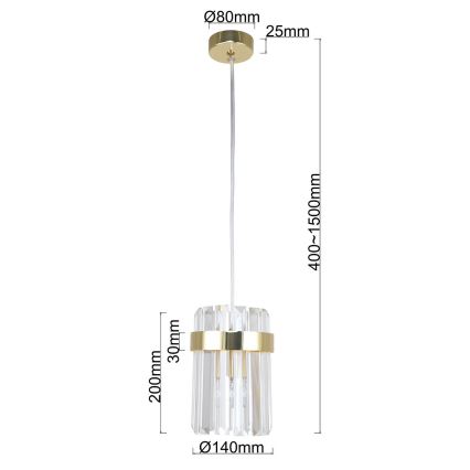 Suspension sur câble VETRO 1xE14/10W/230V dorée