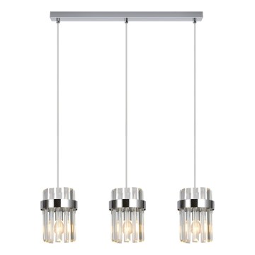 Suspension sur câble VETRO 3xE14/10W/230V, chrome brillant