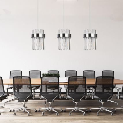 Suspension sur câble VETRO 3xE14/10W/230V, chrome brillant