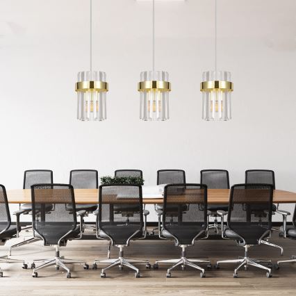 Suspension sur câble VETRO 3xE14/10W/230V dorée