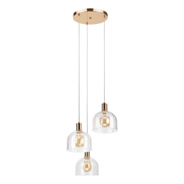 Suspension sur câble VIVE 3xE27/15W/230V dorée