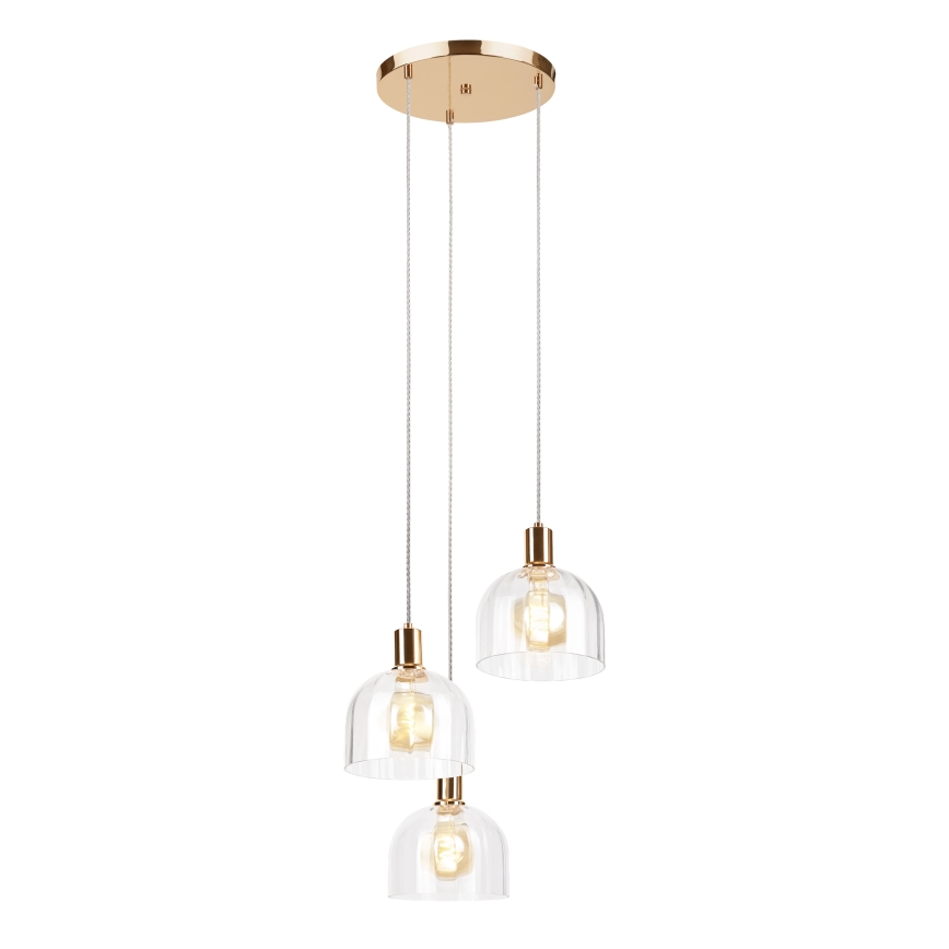 Suspension sur câble VIVE 3xE27/15W/230V dorée