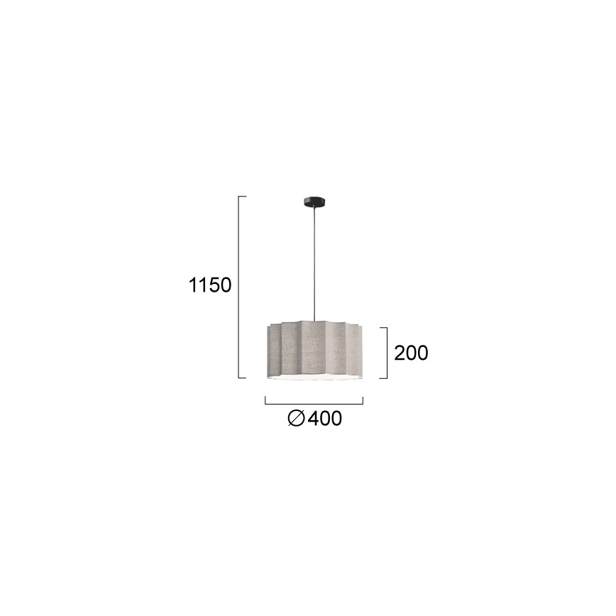 Suspension sur câble WAVY 1xE27/14W/230V gris