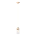 Suspension sur câble WOODNEST 1xE27/15W/230V pin/crème