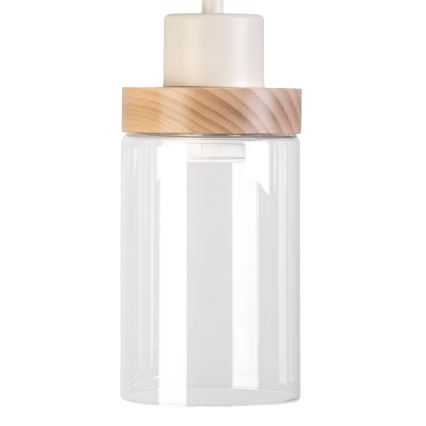 Suspension sur câble WOODNEST 3xE27/15W/230V pin/crème